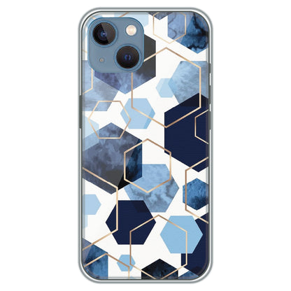 Blue Hex Mosaic - Printed Silicone Case for Apple iPhone 15