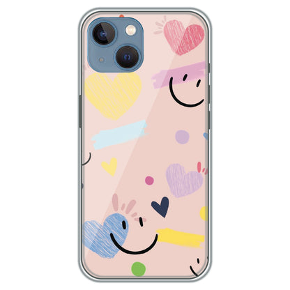 Happy Hearts Doodle - Printed Silicone Case for Apple iPhone 15