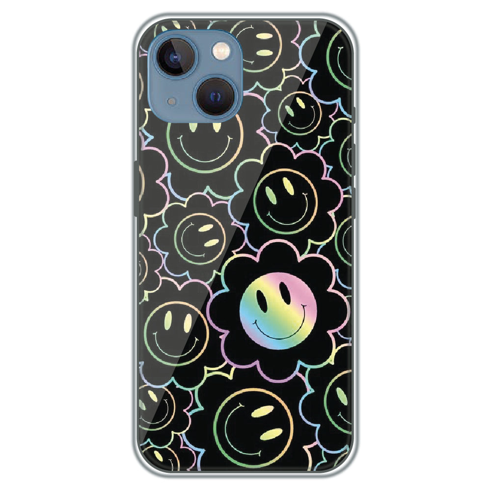 Holographic Smiley Bloom - Printed Silicone Case for Apple iPhone 15