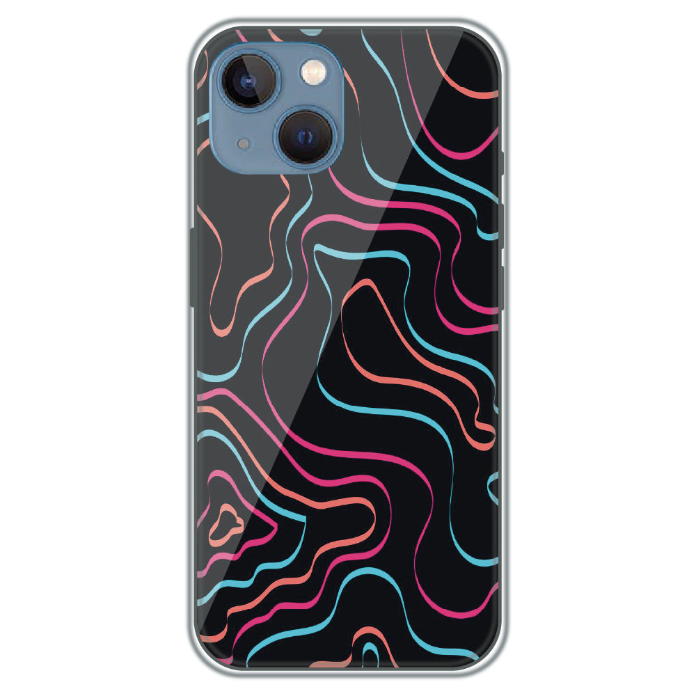 Neon Wave Lines - Printed Silicone Case for Apple iPhone 15