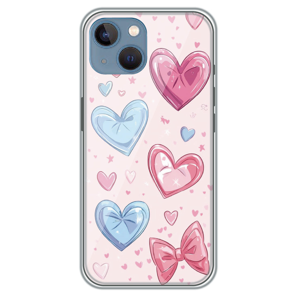 Sparkle Hearts & Bow - Printed Silicone Case for Apple iPhone 15