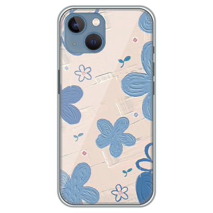Textured Blue Blossoms - Printed Silicone Case for Apple iPhone 15