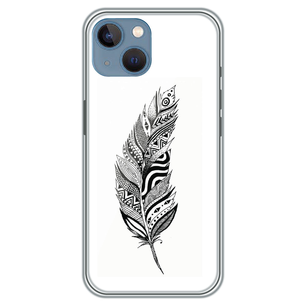 Zentangle Feather - Printed Silicone Case for Apple iPhone 15