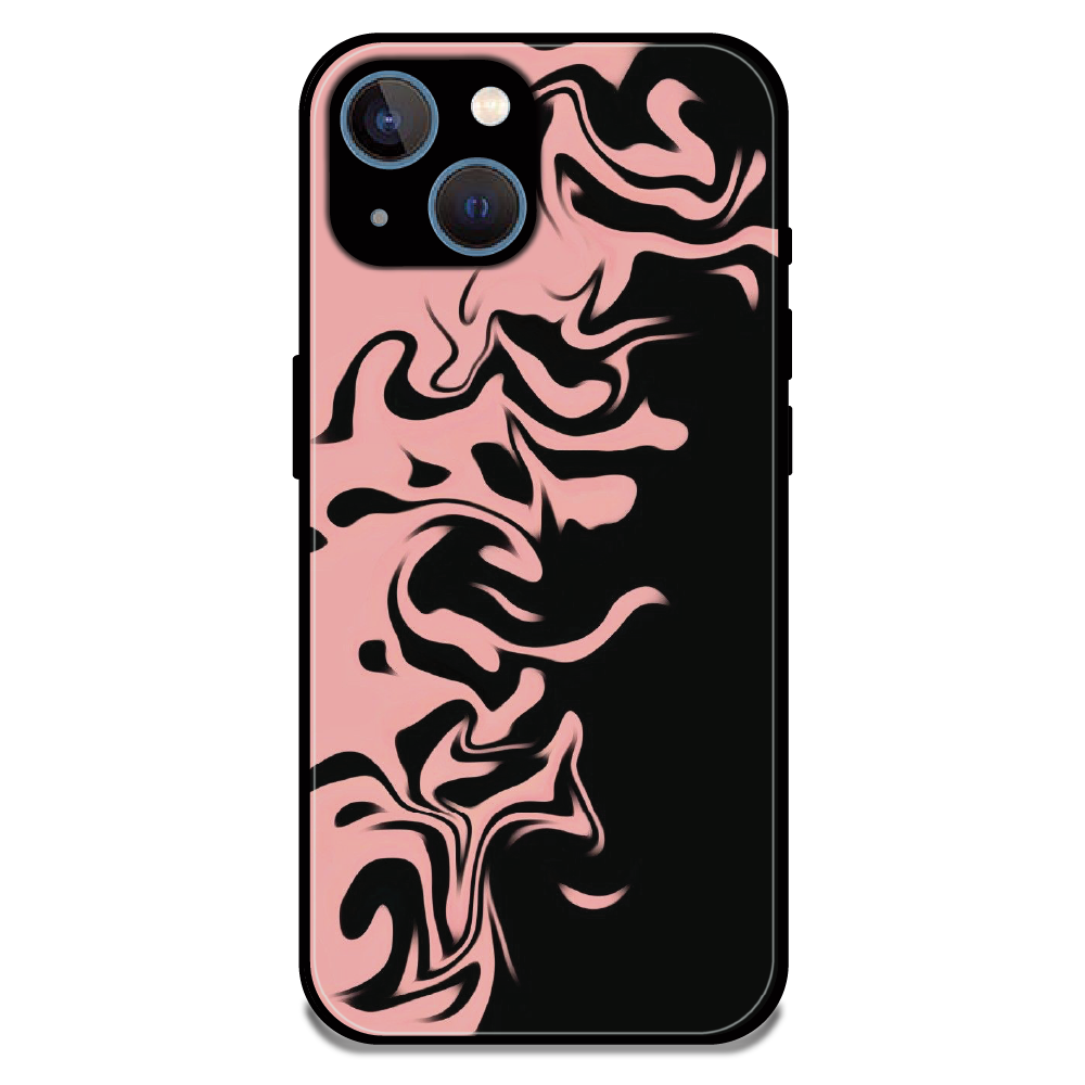 Blush Noir Marble - Glossy Metal Silicone Case For Apple iPhone 15