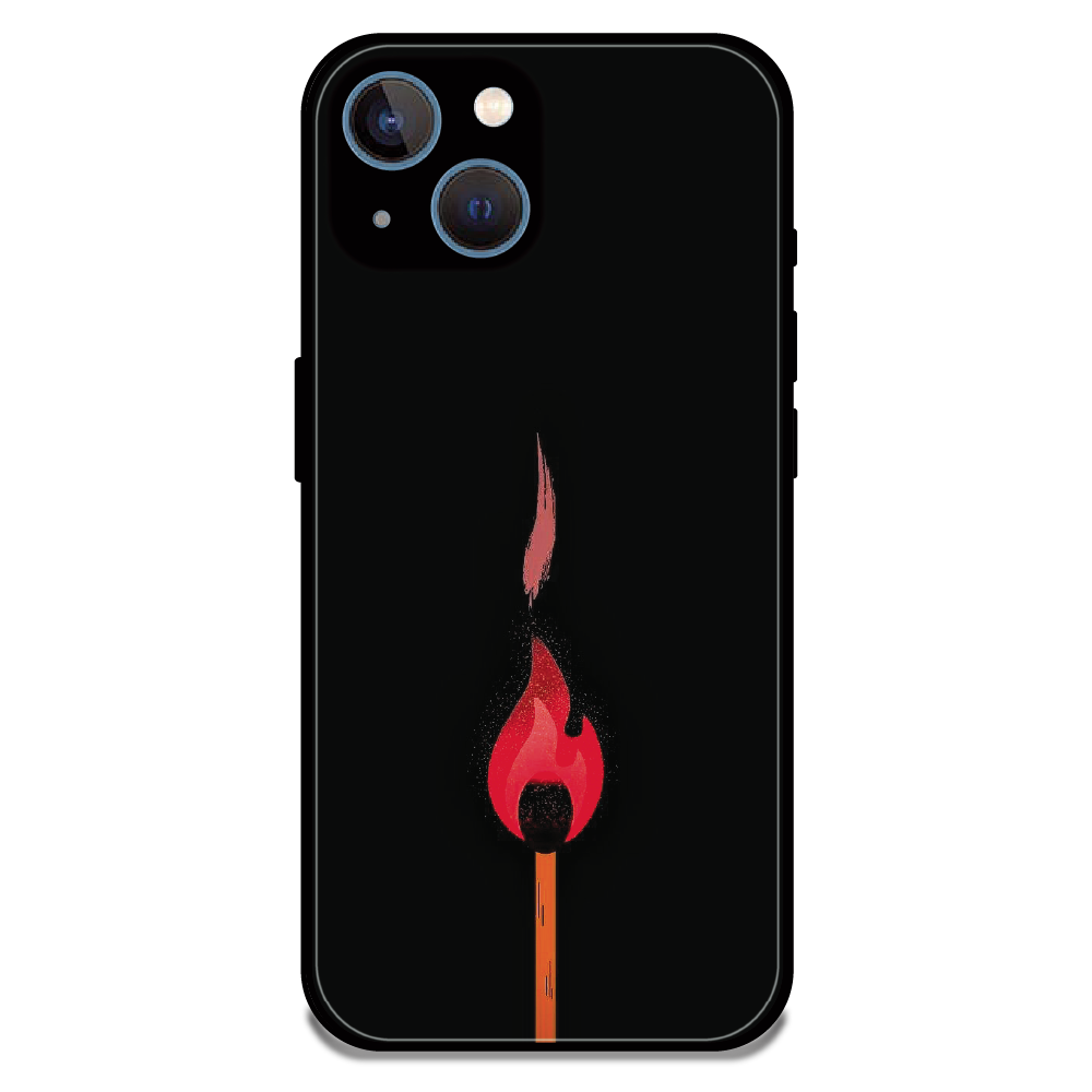 Burning Match - Glossy Metal Silicone Case For Apple iPhone 15