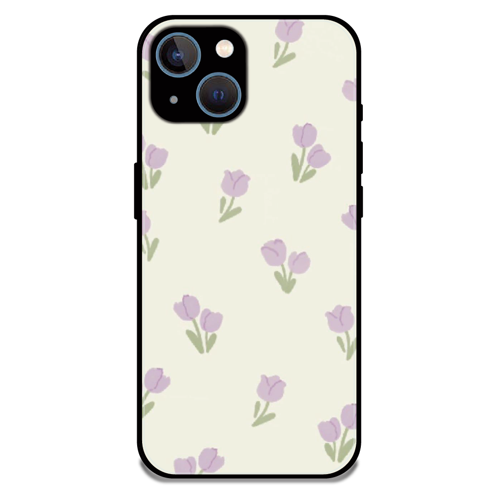 Minimal Tulip Pattern - Glossy Metal Silicone Case For Apple iPhone 15