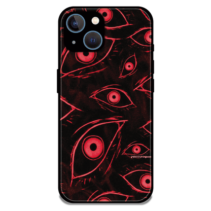 Crimson Eyes Chaos - Glossy Metal Silicone Case For Apple iPhone 15