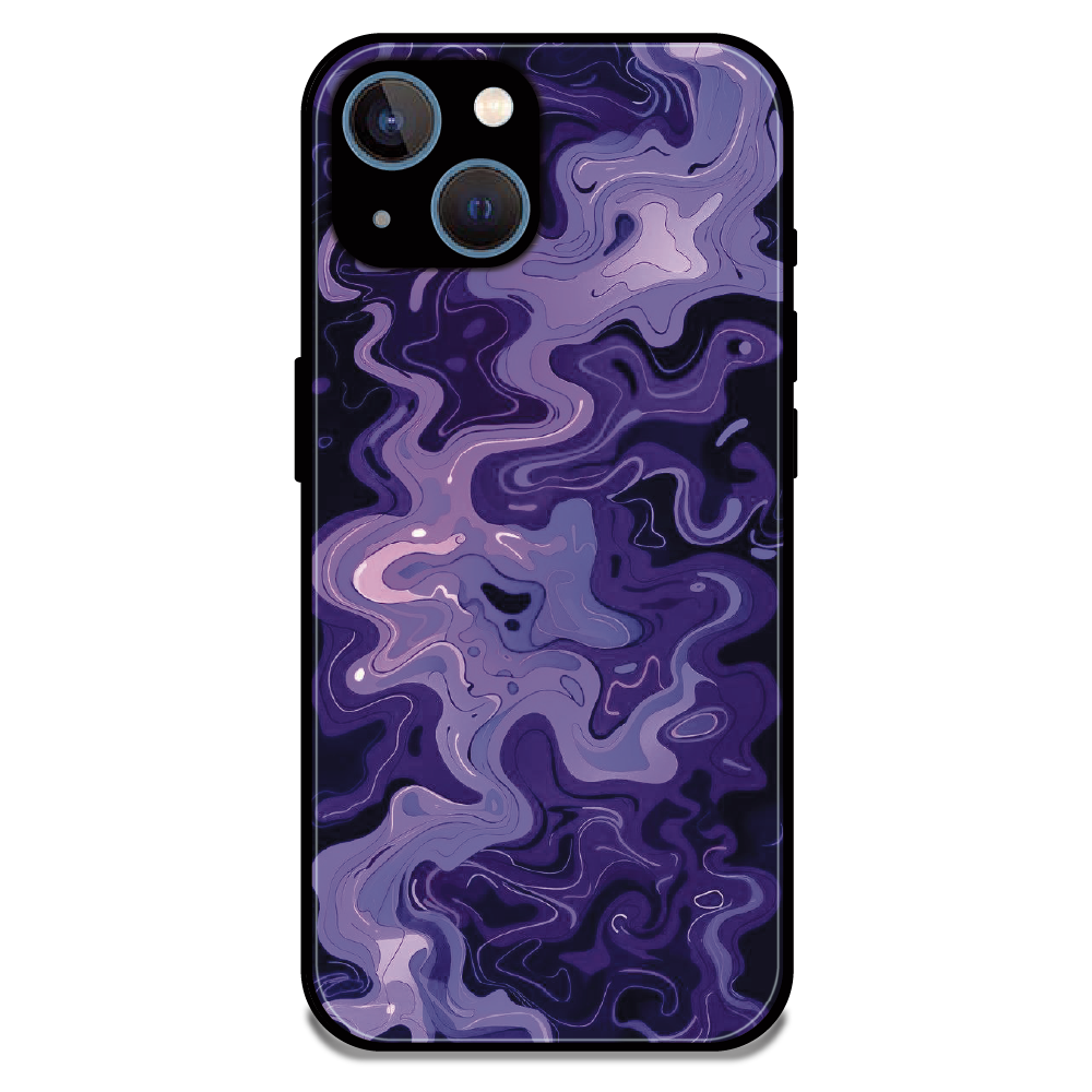 Purple Wave Abstract - Glossy Metal Silicone Case For Apple iPhone 15
