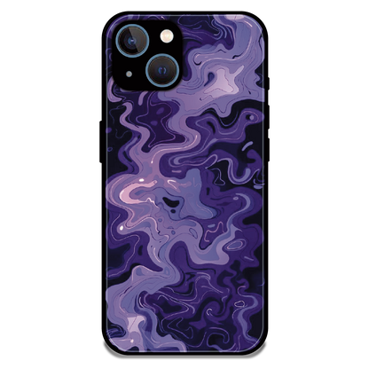 Purple Wave Abstract - Glossy Metal Silicone Case For Apple iPhone 15