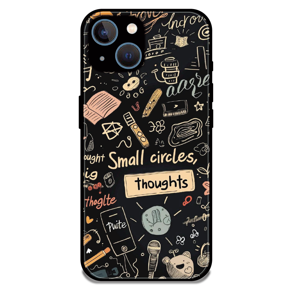 Thought Doodle Noir - Glossy Metal Silicone Case For Apple iPhone 15