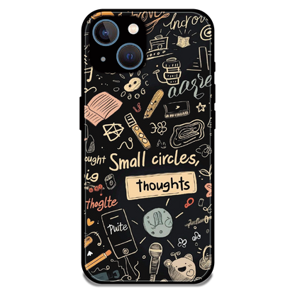 Thought Doodle Noir - Glossy Metal Silicone Case For Apple iPhone 15
