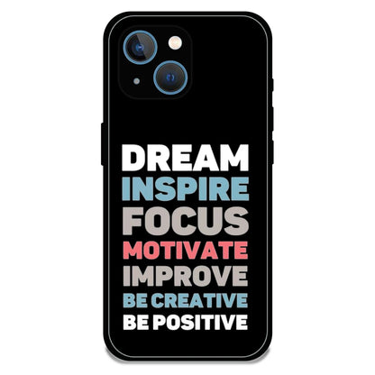 Dream Inspire Focus Typography - Glossy Metal Silicone Case For Apple iPhone 15
