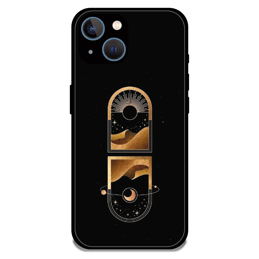 Golden Geometry - Glossy Metal Silicone Case For Apple iPhone 15