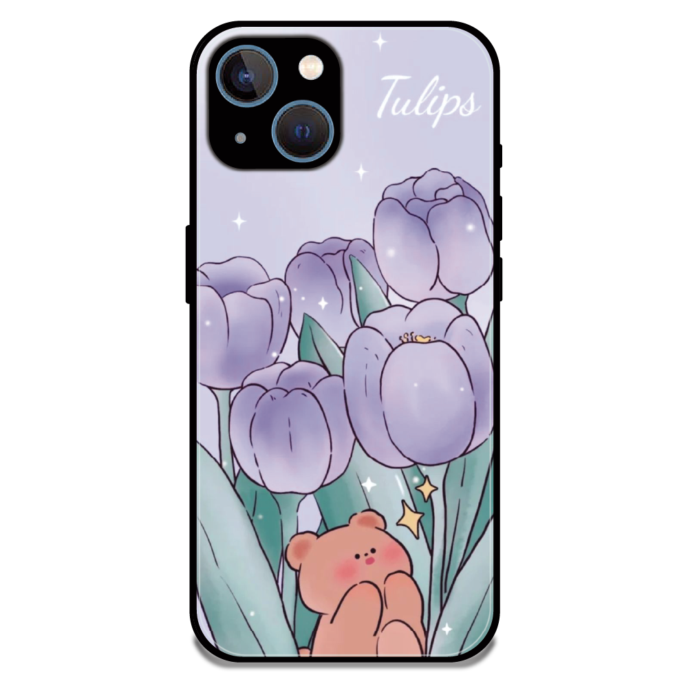 Tulip Bear Dreamscape - Glossy Metal Silicone Case For Apple iPhone 15