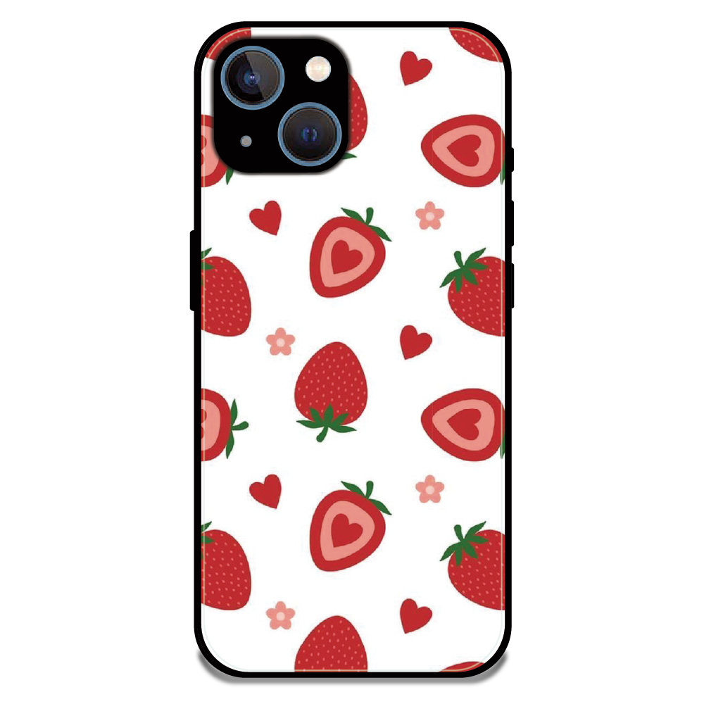 Strawberry - Glossy Metal Silicone Case For Apple iPhone 15