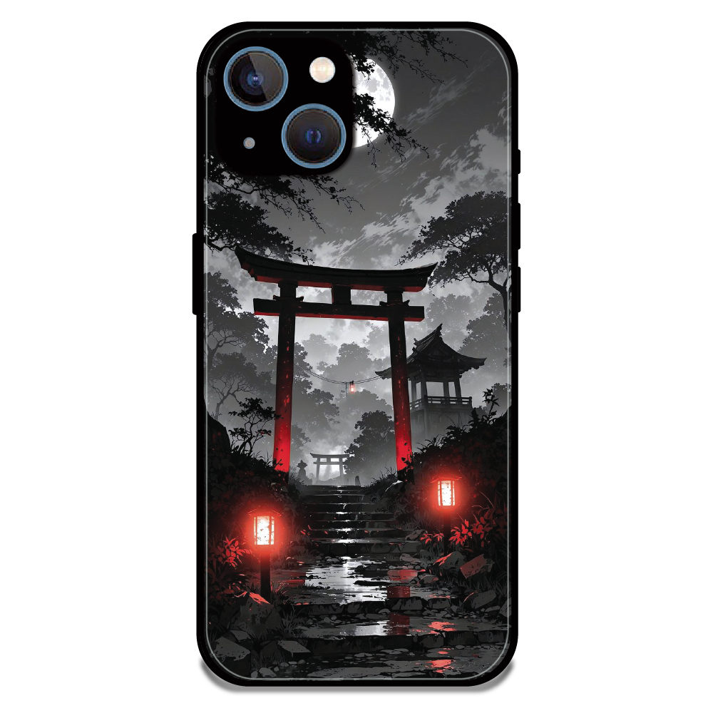 Midnight Torii Forest - Glossy Metal Silicone Case For Apple iPhone 15