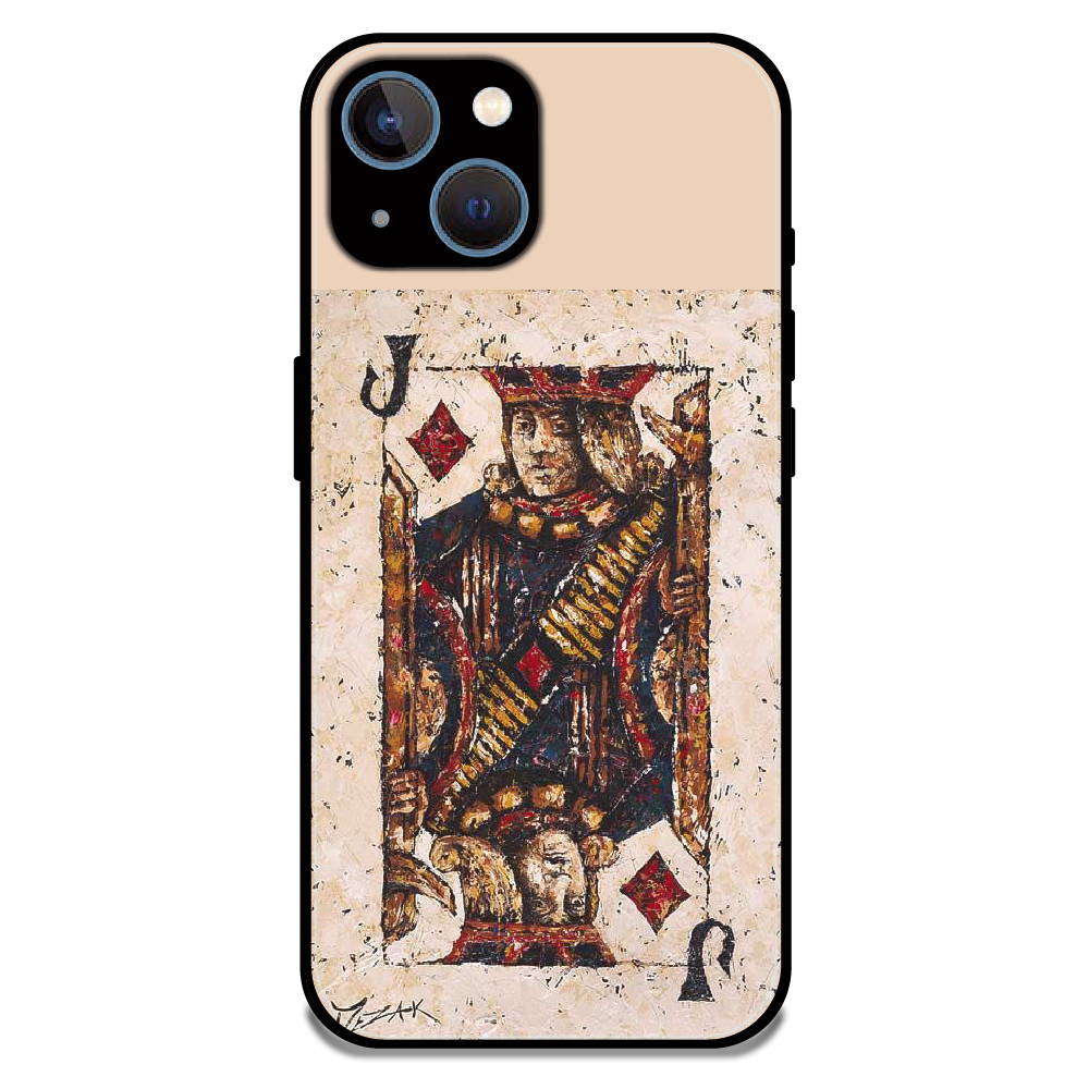 Vintage Playing Card King Art - Glossy Metal Silicone Case For Apple iPhone 15