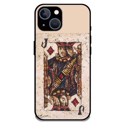 Vintage Playing Card King Art - Glossy Metal Silicone Case For Apple iPhone 15