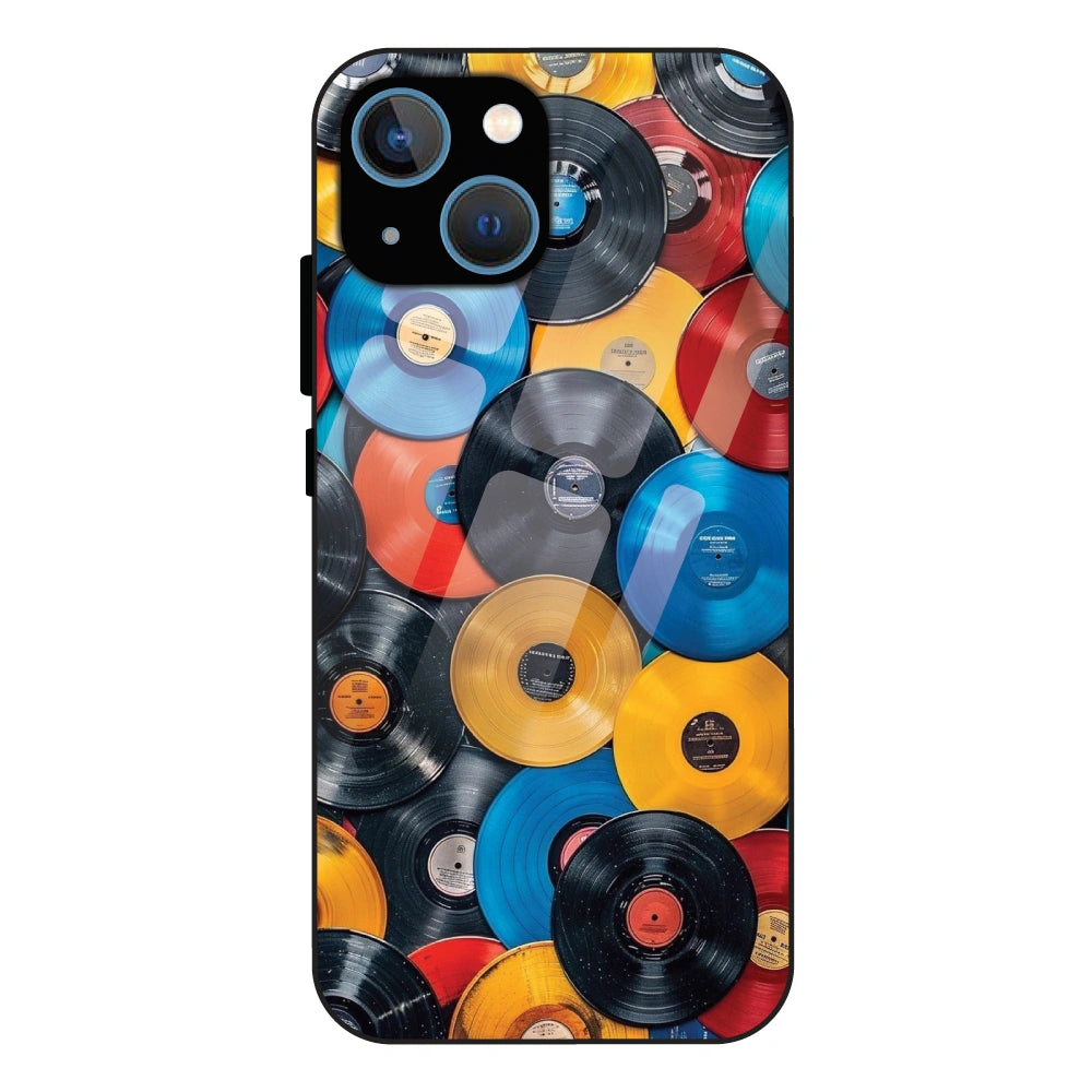 Retro Vinyl Record Pattern - Glass Case For Apple iPhone 15