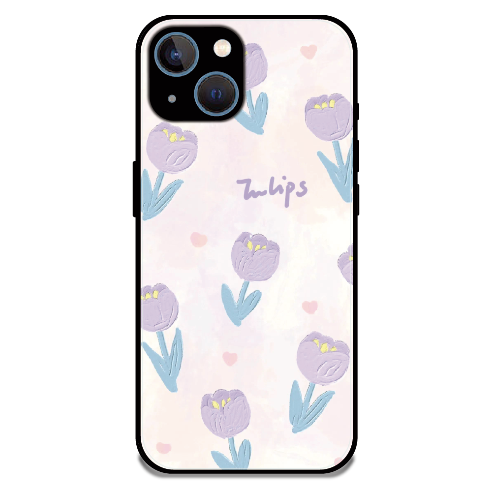 Pastel Tulip Floral - Glossy Metal Silicone Case For Apple iPhone 15