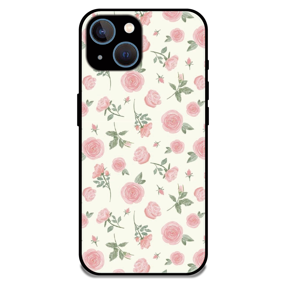 Soft Pink Rose Bloom - Glossy Metal Silicone Case For Apple iPhone 15