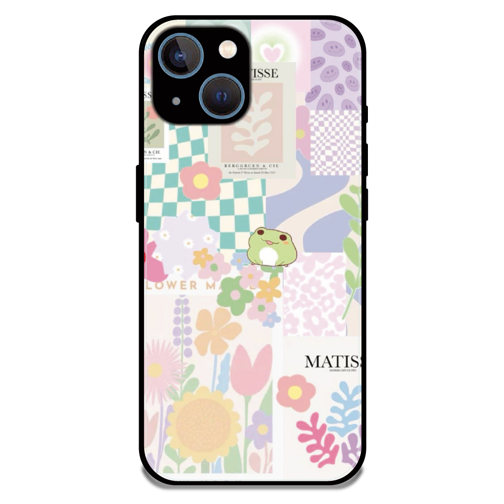 Cute Pastel Floral Collage Art - Glossy Metal Silicone Case For Apple iPhone 15