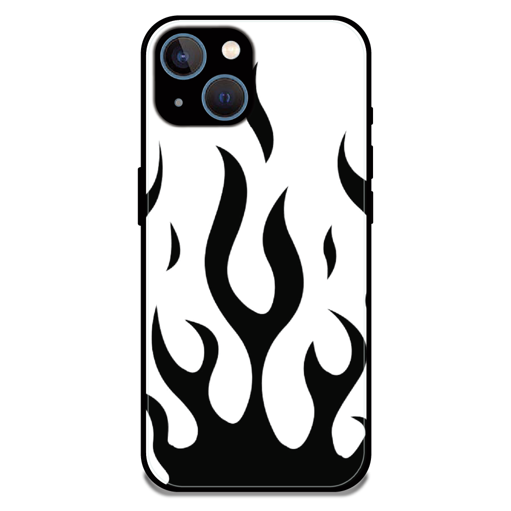 Monochrome Flame Art - Glossy Metal Silicone Case For Apple iPhone 15