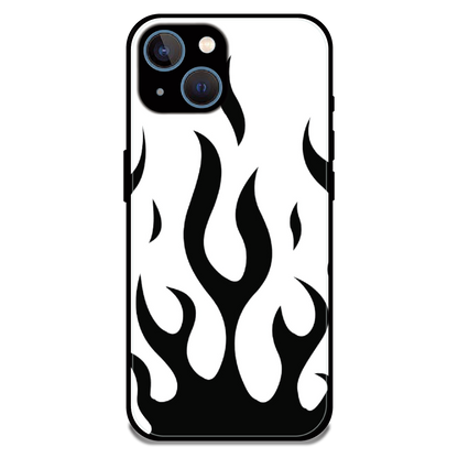 Monochrome Flame Art - Glossy Metal Silicone Case For Apple iPhone 15