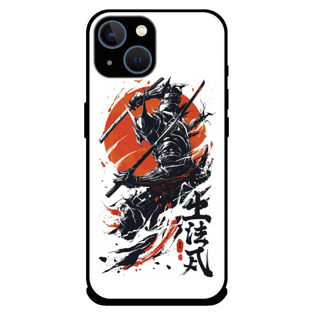 Samurai Warrior Japanese Art - Glossy Metal Silicone Case For Apple iPhone 15