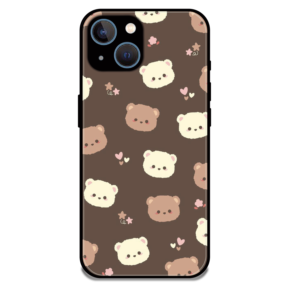 Cozy Bear Pattern - Glossy Metal Silicone Case For Apple iPhone 15