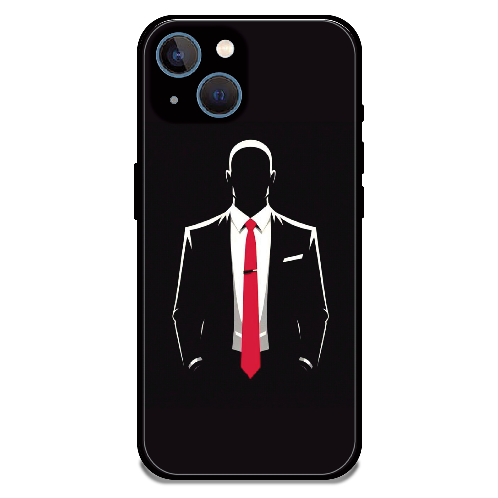 Red Tie Silhouette - Glossy Metal Silicone Case For Apple iPhone 15