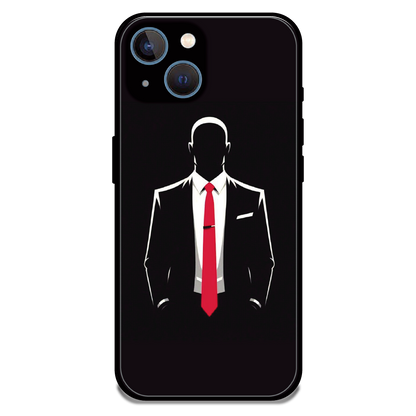 Red Tie Silhouette - Glossy Metal Silicone Case For Apple iPhone 15