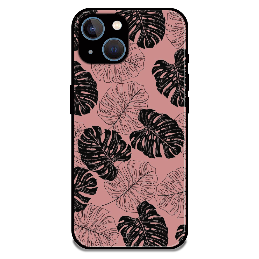 Tropical Monstera Leaf Pattern - Glossy Metal Silicone Case For Apple iPhone 15