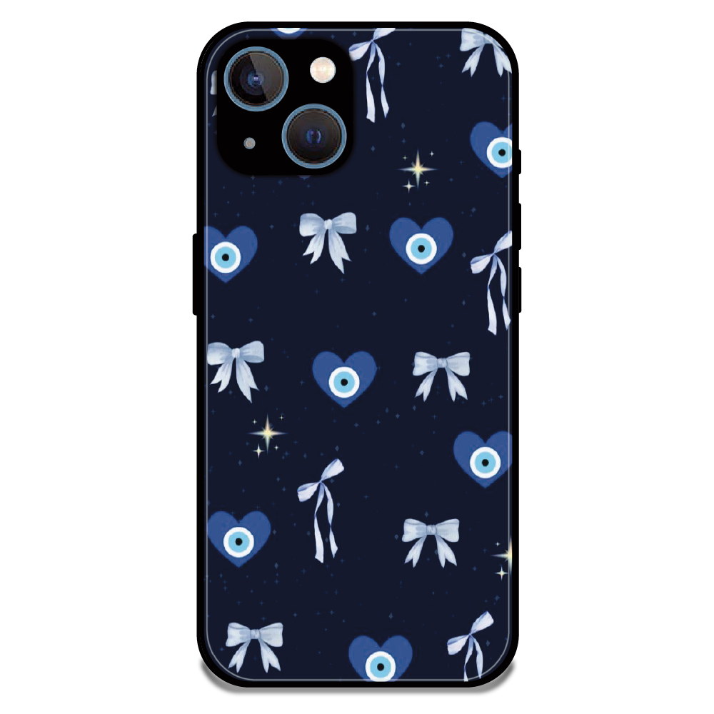 Evil Eye Bow Midnight - Glossy Metal Silicone Case For Apple iPhone 15