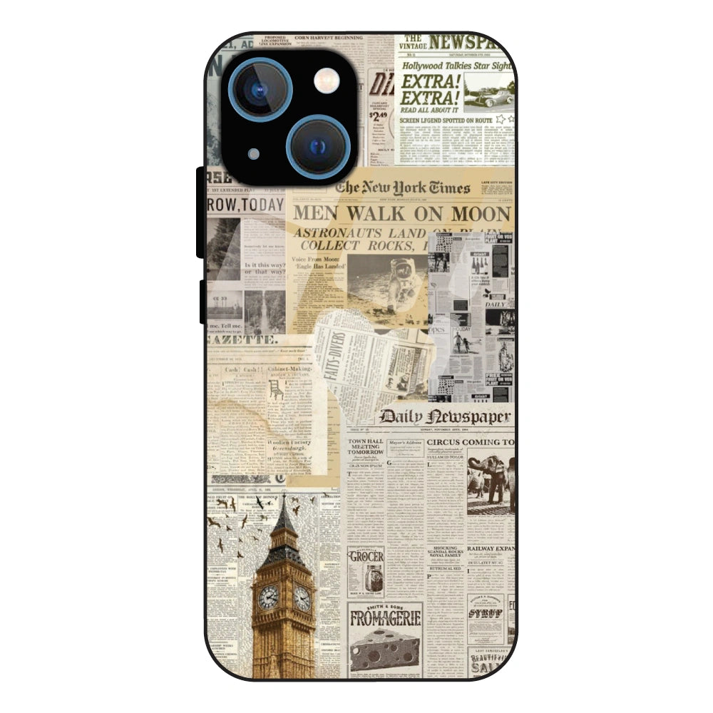 Vintage Newspaper Collage - Glass Case For Apple iPhone 15