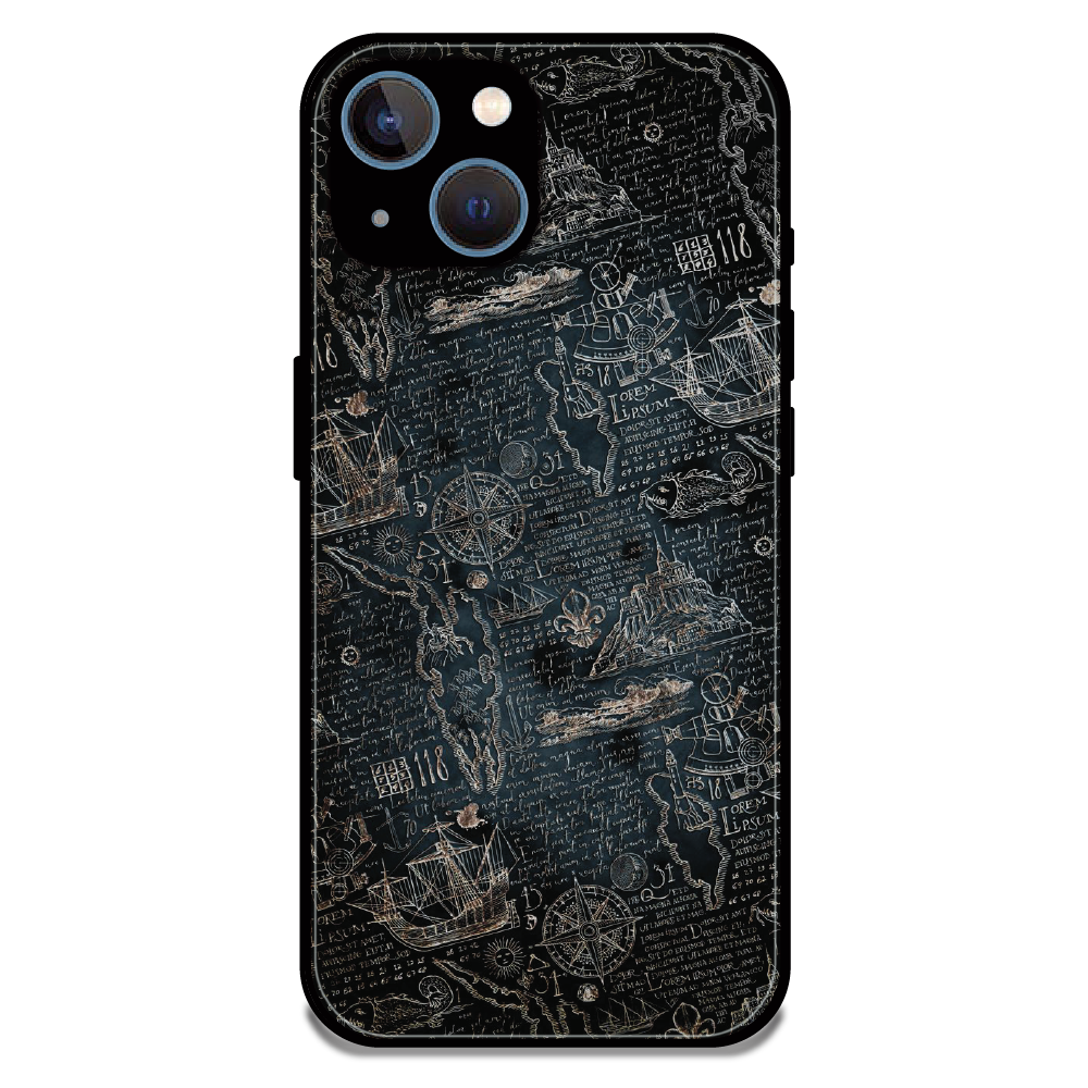 Vintage Explorer Map - Glossy Metal Silicone Case For Apple iPhone 15