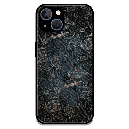 Vintage Explorer Map - Glossy Metal Silicone Case For Apple iPhone 15