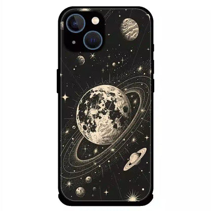 Celestial Planet Orbit - Glossy Metal Silicone Case For Apple iPhone 15