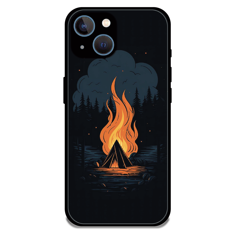 Midnight Campfire Adventure - Glossy Metal Silicone Case For Apple iPhone 15