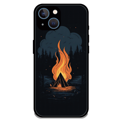 Midnight Campfire Adventure - Glossy Metal Silicone Case For Apple iPhone 15