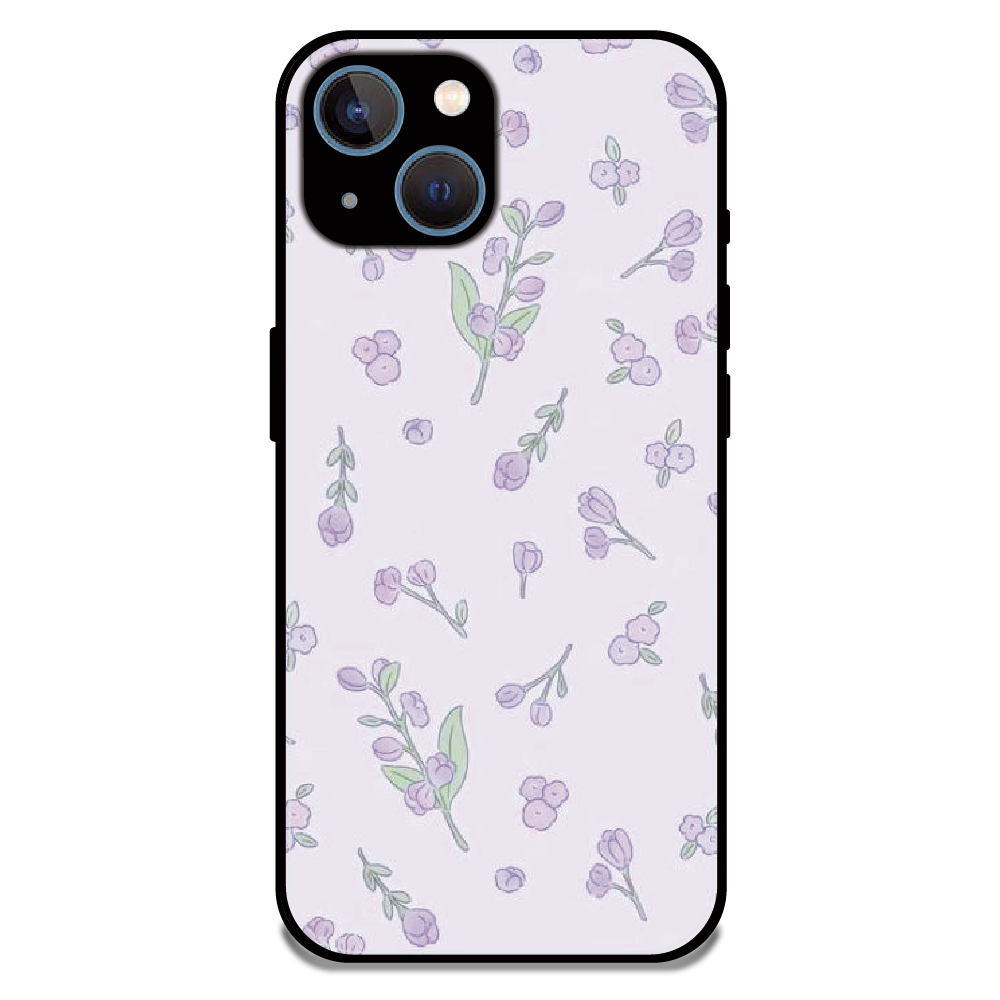 Lavender Floral Ditsy - Glossy Metal Silicone Case For Apple iPhone 15