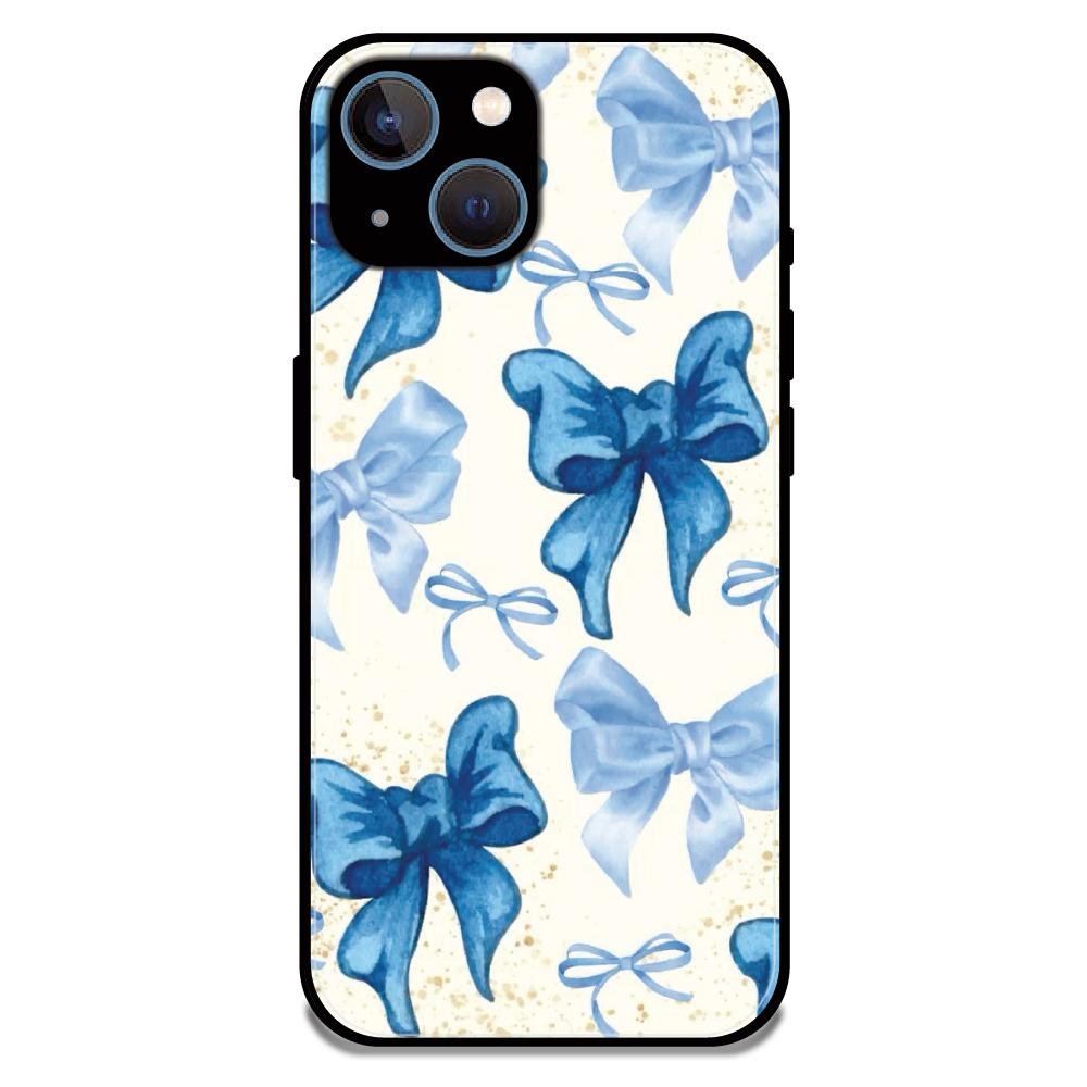 Soft Blue Bowcore - Glossy Metal Silicone Case For Apple iPhone 15