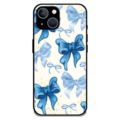 Soft Blue Bowcore - Glossy Metal Silicone Case For Apple iPhone 15