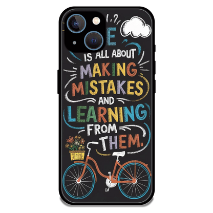 Motivational Quote Bicycle Art - Glossy Metal Silicone Case For Apple iPhone 15