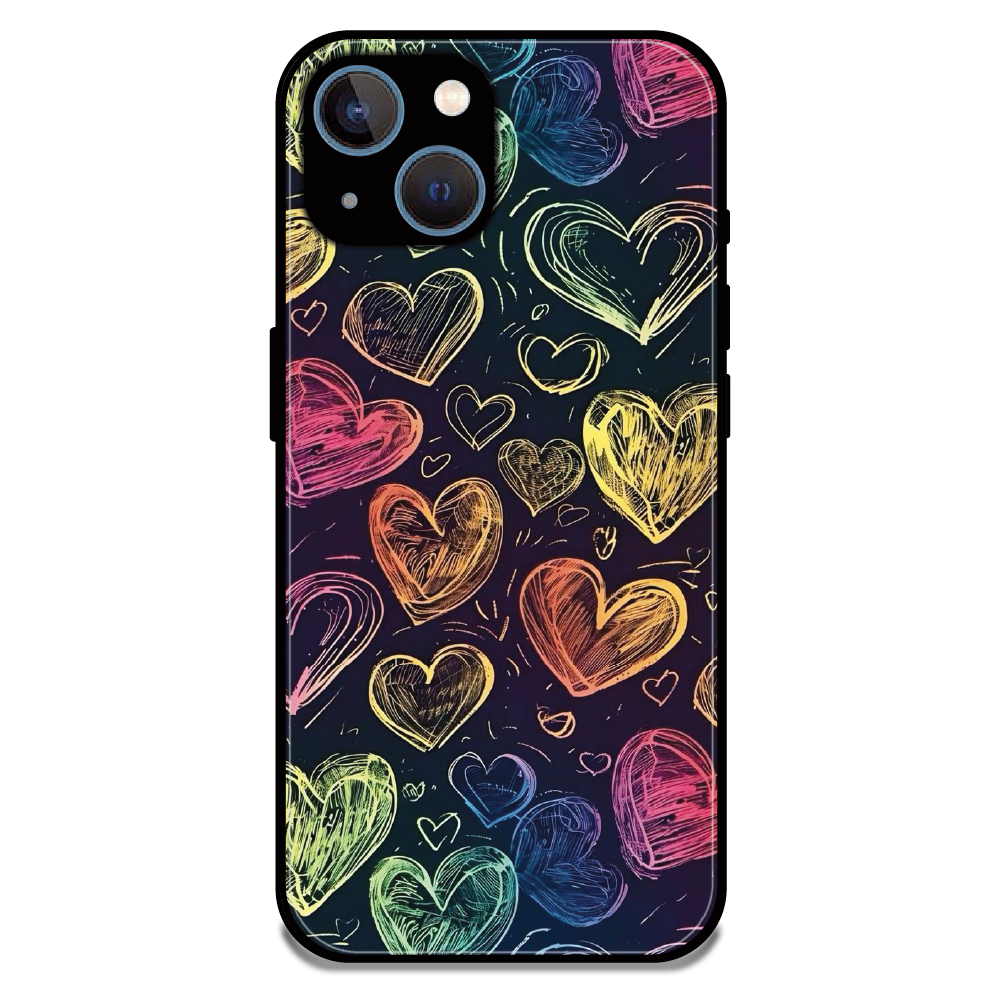 Neon Love Scribble - Glossy Metal Silicone Case For Apple iPhone 15