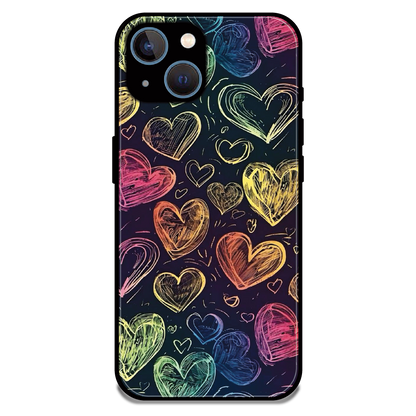 Neon Love Scribble - Glossy Metal Silicone Case For Apple iPhone 15