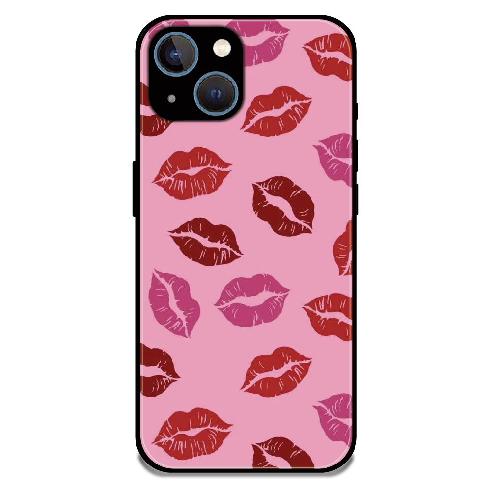 Pink Lips Pop Art Pattern - Glossy Metal Silicone Case For Apple iPhone 15
