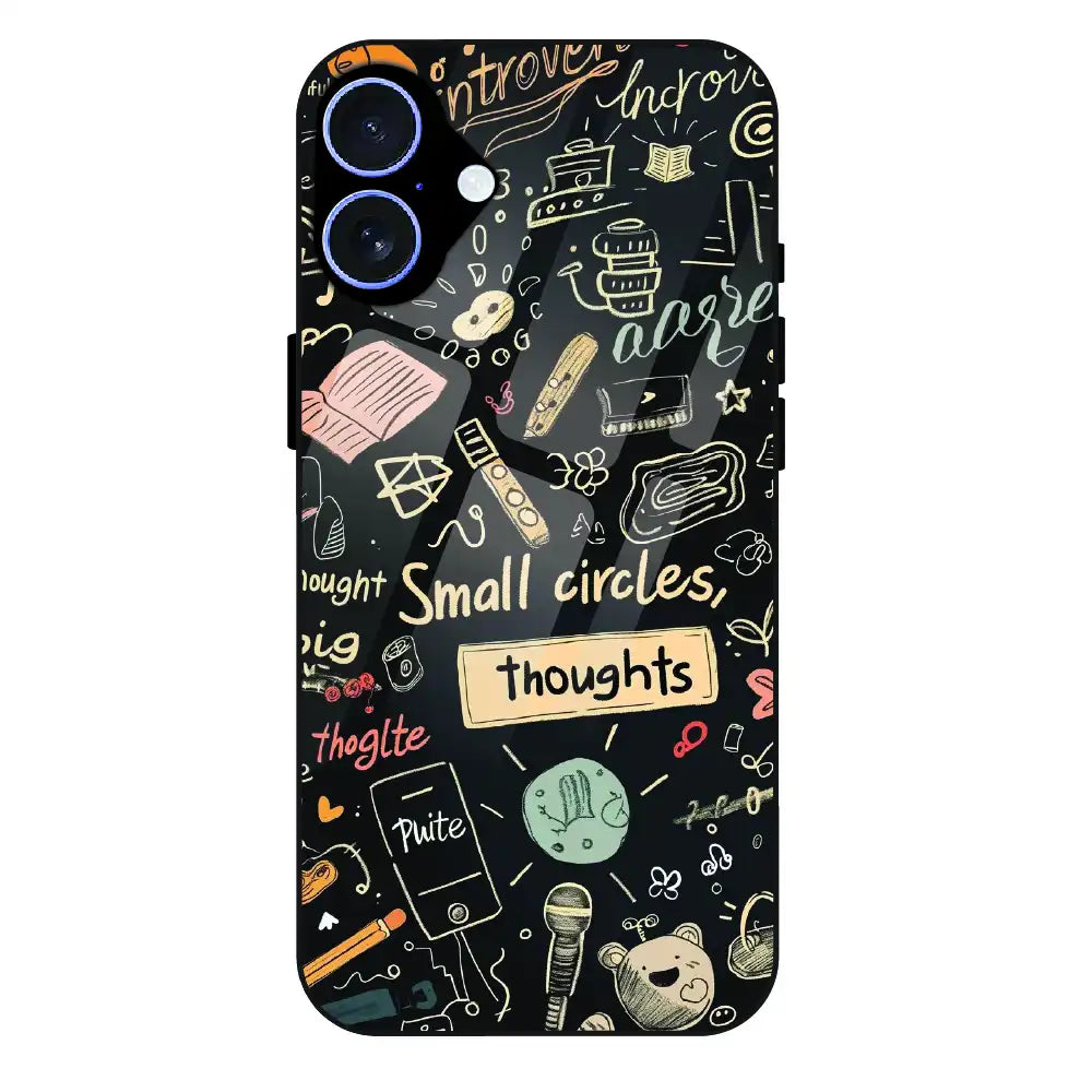 Thought Doodle Noir - Glass Case For Apple iPhone 16