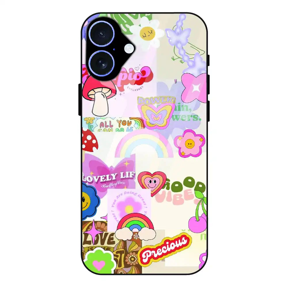 Kawaii Sticker Pop - Glass Case For Apple iPhone 16