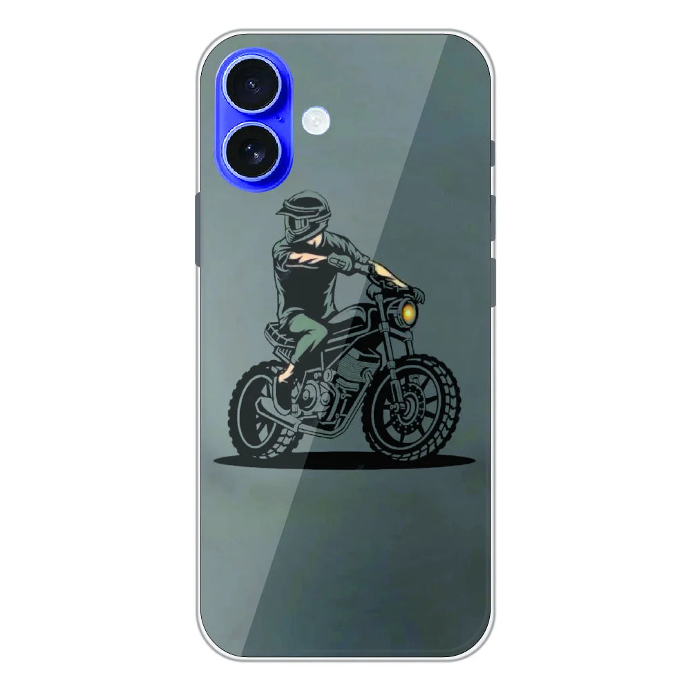 Vintage Biker Rider Art - Printed Silicone Case For Apple iPhone 16